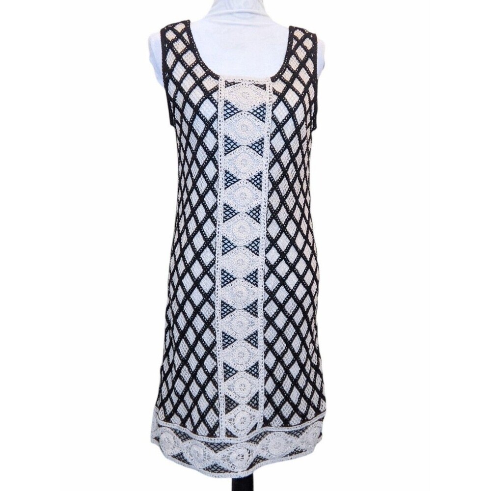 CACHE Crochet Sheath Dress  Knee-length Lined Wedding Guest Garden Party Medium
